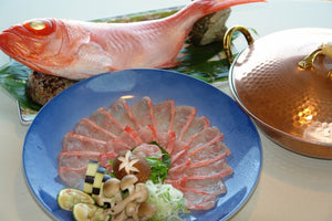伊豆下田港産、金目鯛しゃぶしゃぶ、かぶと付き